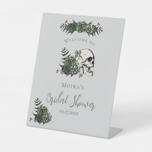 ゴシック グレー フラワー スカル ブライダル シャワー テーブルトップ 台座サイン