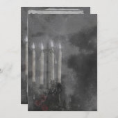 ゴシック グロー キャンドル ライト ローズ ウェディングセット 招待状 (正面/裏面)