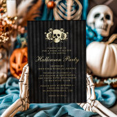 ゴシック・ゴールド・スカル・ハロウィンパーティー 箔招待状