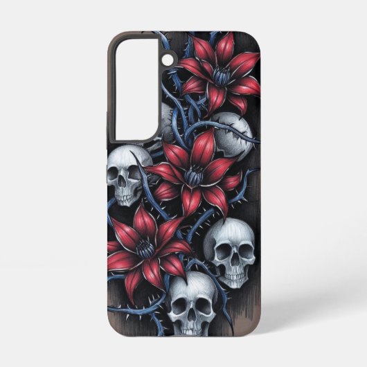 ゴシック・スカルと赤い花 SAMSUNG GALAXYケース (裏面)
