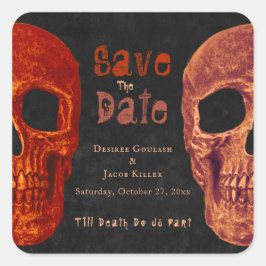 ゴシック スカル オレンジ ブラック セーブ・ザ・デート スクエアシール