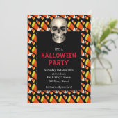 ゴシック スカル キャンディコーン ハロウィンパーティー 招待状 (スタンド正面)