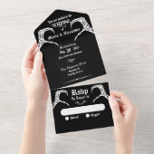 ゴシック スカル ハート オールインワン招待状 (貼ってはがせる)