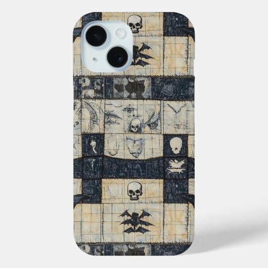 ゴシック スカル & バット デニム コラージュ Case-Mate iPhoneケース (裏面)