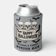 ゴシック スカル バット ハッピーハロウィン ビール用クージー