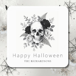 ゴシック・スカル フラワー ハロウィン スクエアシール