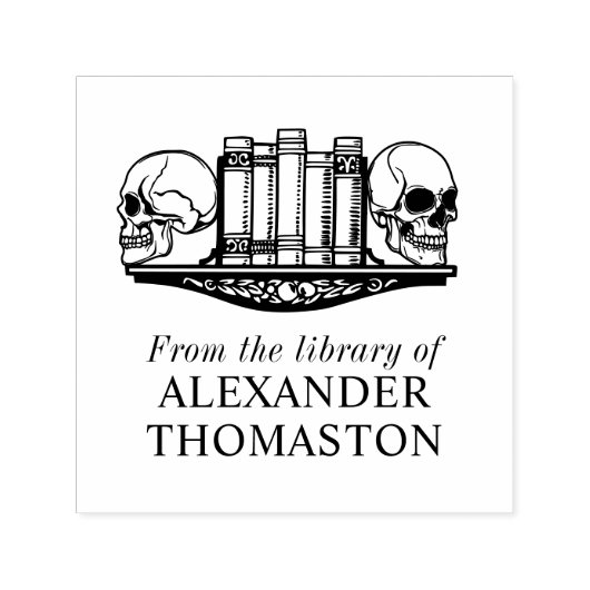 ゴシック スカル ブックエンド 棚 ライブラリー 本の名前 セルフインキングスタンプ (デザイン)