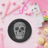 ゴシック·スカル·ブラック·アンド·ホワイトグランジクール ペーパープレート (パーティー)