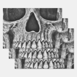 ゴシック·スカル·ブラック·アンド·ホワイトグランジクール ラッピングペーパーシート