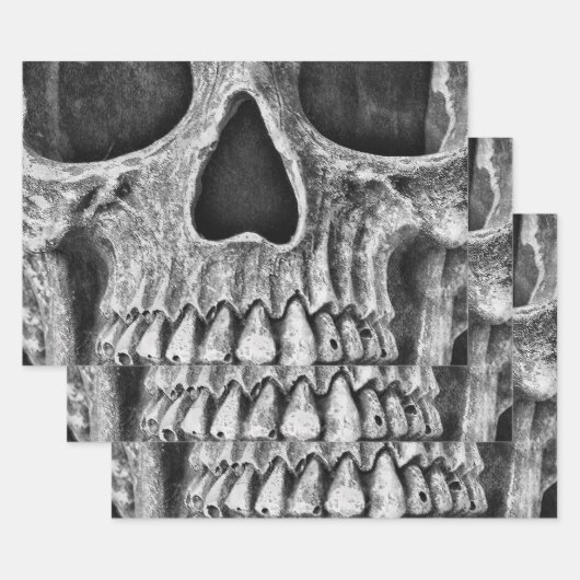 ゴシック·スカル·ブラック·アンド·ホワイトグランジクール ラッピングペーパーシート (セット)