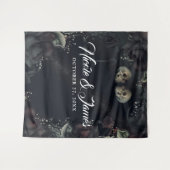 ゴシック スカル & ブラック ローズ ウェディング バックドロップ タペストリー (正面(横))