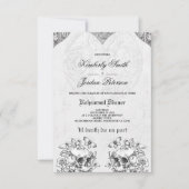 ゴシック スカル ムーディー ダーク ウェディング リハーサル ディナー 招待状 (正面)