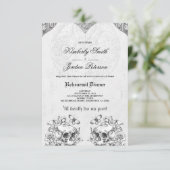 ゴシック スカル ムーディー ダーク ウェディング リハーサル ディナー 招待状 (スタンド正面)