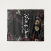 ゴシック スカル レッド ブラック ローズ ウェディング バックドロップ タペストリー (正面(横))