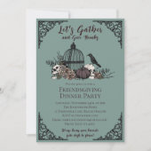 ゴシック スカル&ローズ 感謝を捧げるフレンドギビング 招待状 (正面)