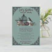 ゴシック スカル&ローズ 感謝を捧げるフレンドギビング 招待状 (スタンド正面)