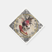 ゴシック スカル ヴィンテージ フラワー ヘッドドレス ナプキン スタンダードカクテルナプキン (角)