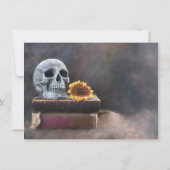 ゴシック スカル ヴィンテージ ブック ヒマワリ RIP 20代に別れを 招待状 (裏面)