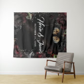 ゴシック スカル 赤 黒 バラ ウェディング バックドロップ タペストリー (インサイチュ(横))