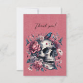ゴシック スカル 鳥 花 ローズ レッド サンクス サンキューカード (正面)