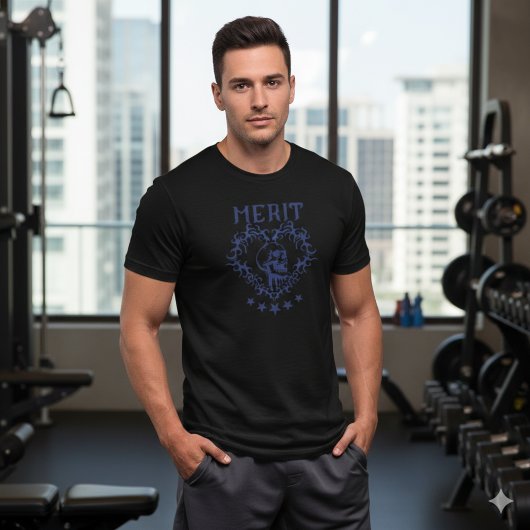 ゴシック スカル MERIT グラフィック ブラック Tシャツ