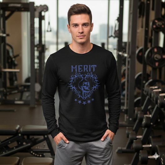 ゴシック スカル MERIT グラフィック ブラック T シャツ