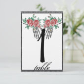 ゴシック スケルトンの手のローズ ウェディング テーブル ナンバー 招待状 (スタンド正面)