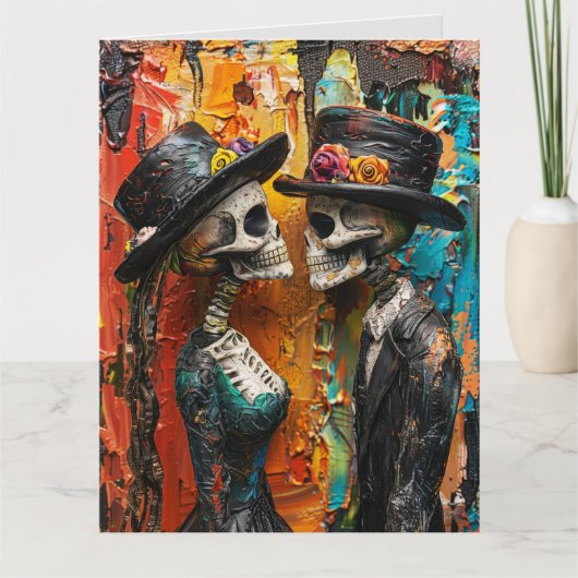 ゴシック スケルトン ハッピーアニバーサリー グリーティングカード (正面)