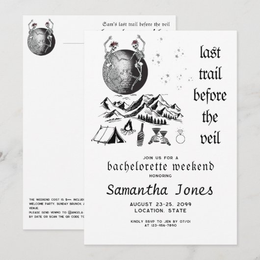 ゴシック スケルトン フルムーン ラストトレイル バチェロレッテ 招待状 (正面/裏面)
