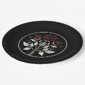 ゴシック スケルトン リブ ローズ ブラック エレガント ウェディング ペーパープレート (アングル)