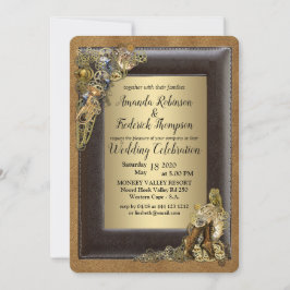 ゴシック – スチームパンク結婚のオン金ゴールド 招待状