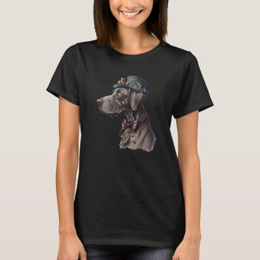ゴシック スチームパンク ワイマラナー Tシャツ (正面)