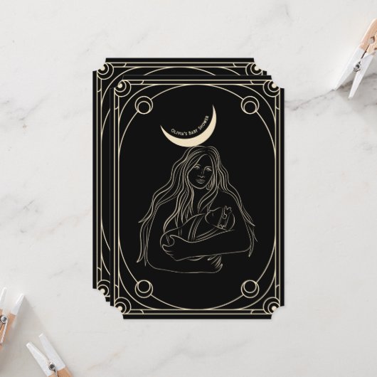 ゴシック,タロットカードの赤ちゃんシャワーの招待状 招待状 (正面/裏面インサイチュ)