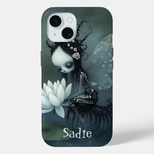ゴシック ダークファンタジー フェアリー スケルトン カスタムネーム Case-Mate iPhoneケース (裏面)