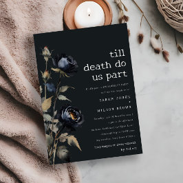 ゴシック ダーク ウォーターカラー ブラック ローズ 婚約 招待状