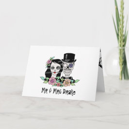 ゴシック・デイ・オブ・デッド・スカルズ・ブライド&グルーム サンキューカード