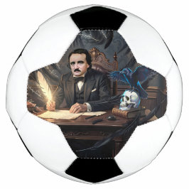 ゴシック・ドリームの中で「レイヴン」を創作するエドガー・A・ポオ サッカーボール