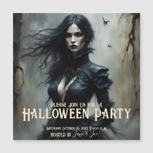 ゴシック・ハロウィンの神秘的な夜の招待状 (正面)
