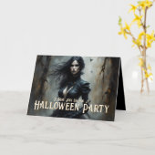 ゴシック・ハロウィンの神秘的な夜への招待 カード (黄色い花)