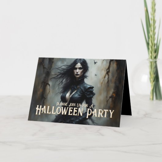 ゴシック・ハロウィンの神秘的な夜への招待 カード (正面)