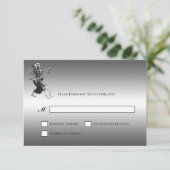 ゴシック ハロウィン オルタナティブ ウェディング RSVP カード (スタンド正面)