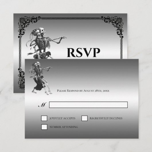 ゴシック ハロウィン オルタナティブ ウェディング RSVP カード (正面/裏面)