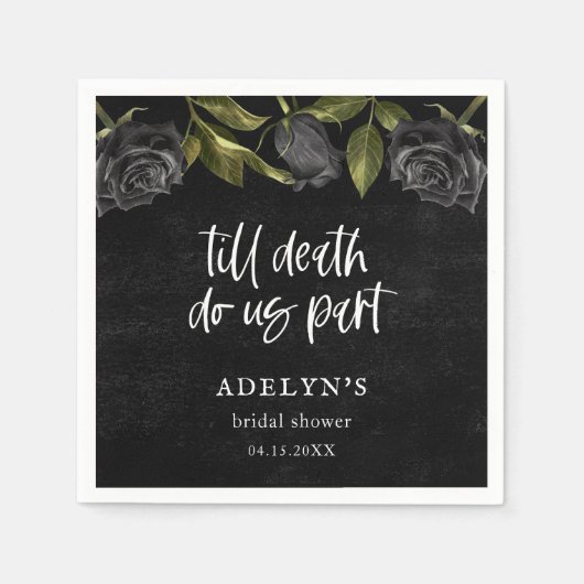 ゴシック ハロウィン フラワー ブライダル シャワー スタンダードカクテルナプキン (正面)