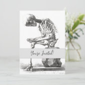 ゴシック ハロウィン 医学的 古董 人骨解剖学: 不気味なハロウィンのための骨のイラスト 招待状 (スタンド正面)