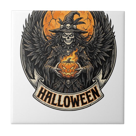 ゴシック ハロウィン 魔女 ヴィンテージ タイル (正面)