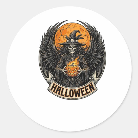 ゴシック ハロウィン 魔女 ヴィンテージ ラウンドシール (正面)