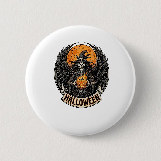 ゴシック ハロウィン 魔女 ヴィンテージ 缶バッジ (正面)