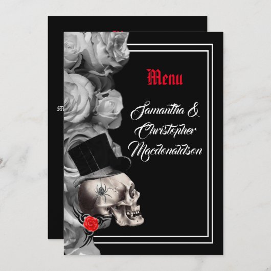 ゴシック、バイクもしくは自転車に乗る人、またはロック結婚ブラックのメニュー メニュー (正面/裏面)