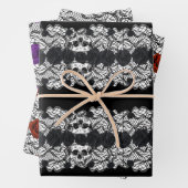 ゴシック：バラ、レース、スカル ラッピングペーパーシート (インサイチュ)