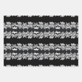 ゴシック：バラ、レース、スカル ラッピングペーパーシート